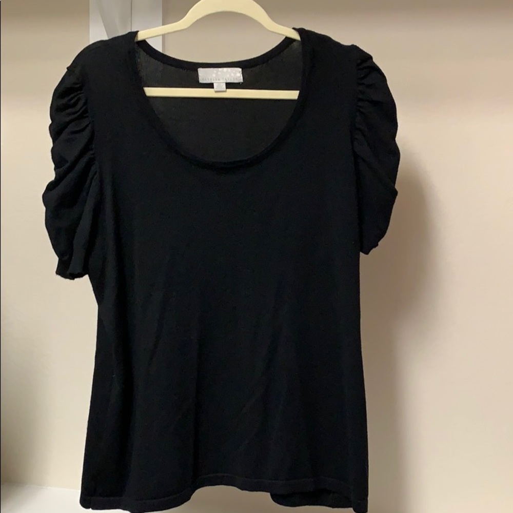 Ruched short sleeve sweater